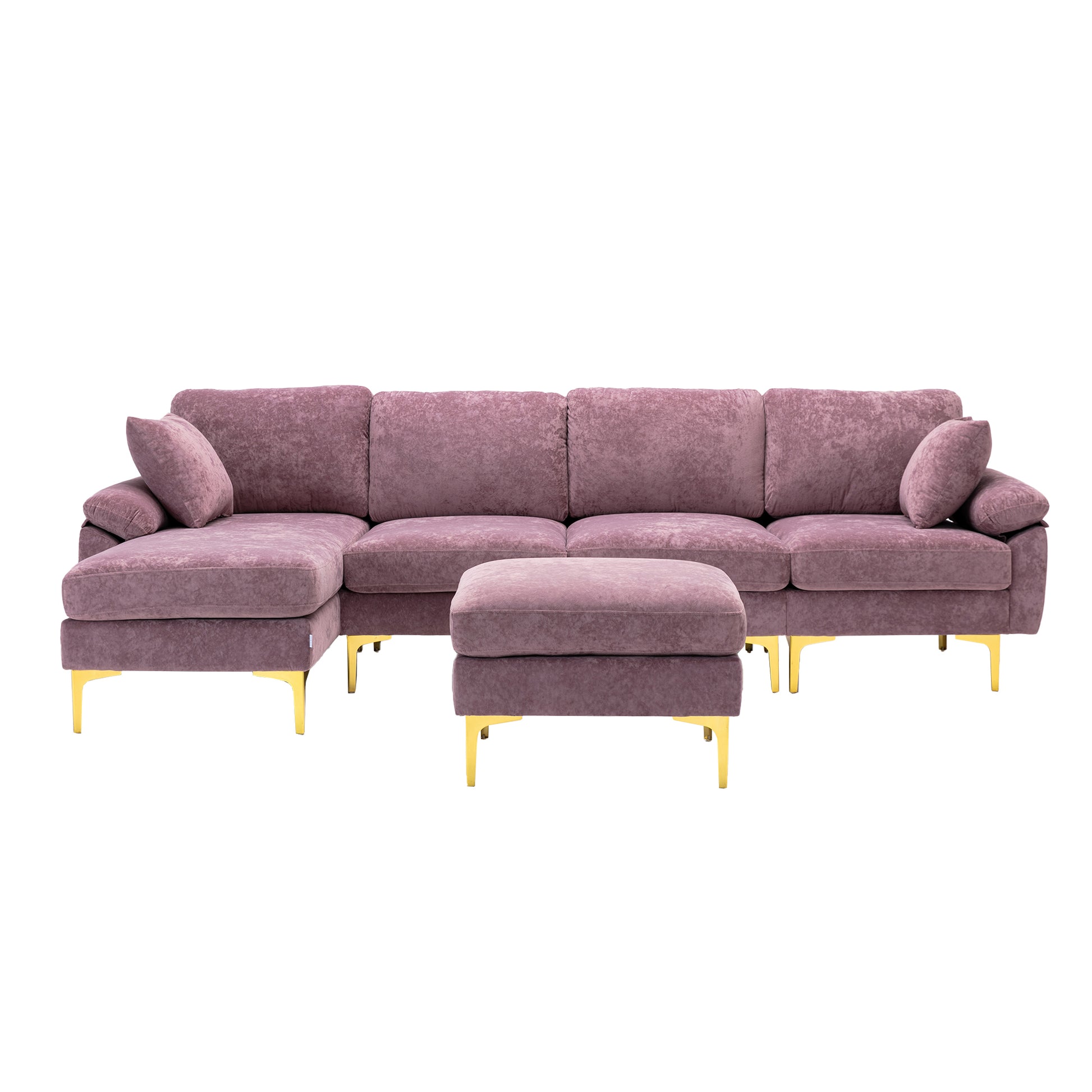 Coolmore U Shape Sectional Sofa With Ottomanreversible Sofa Couch For Living Room,Spacious Furniture,Durable Couch Removable And Machine Washable Cover Purple Velvet Purple Primary Living Space Foam Velvet 4 Seat