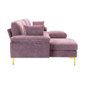 Coolmore U Shape Sectional Sofa With Ottomanreversible Sofa Couch For Living Room,Spacious Furniture,Durable Couch Removable And Machine Washable Cover Purple Velvet Purple Primary Living Space Foam Velvet 4 Seat
