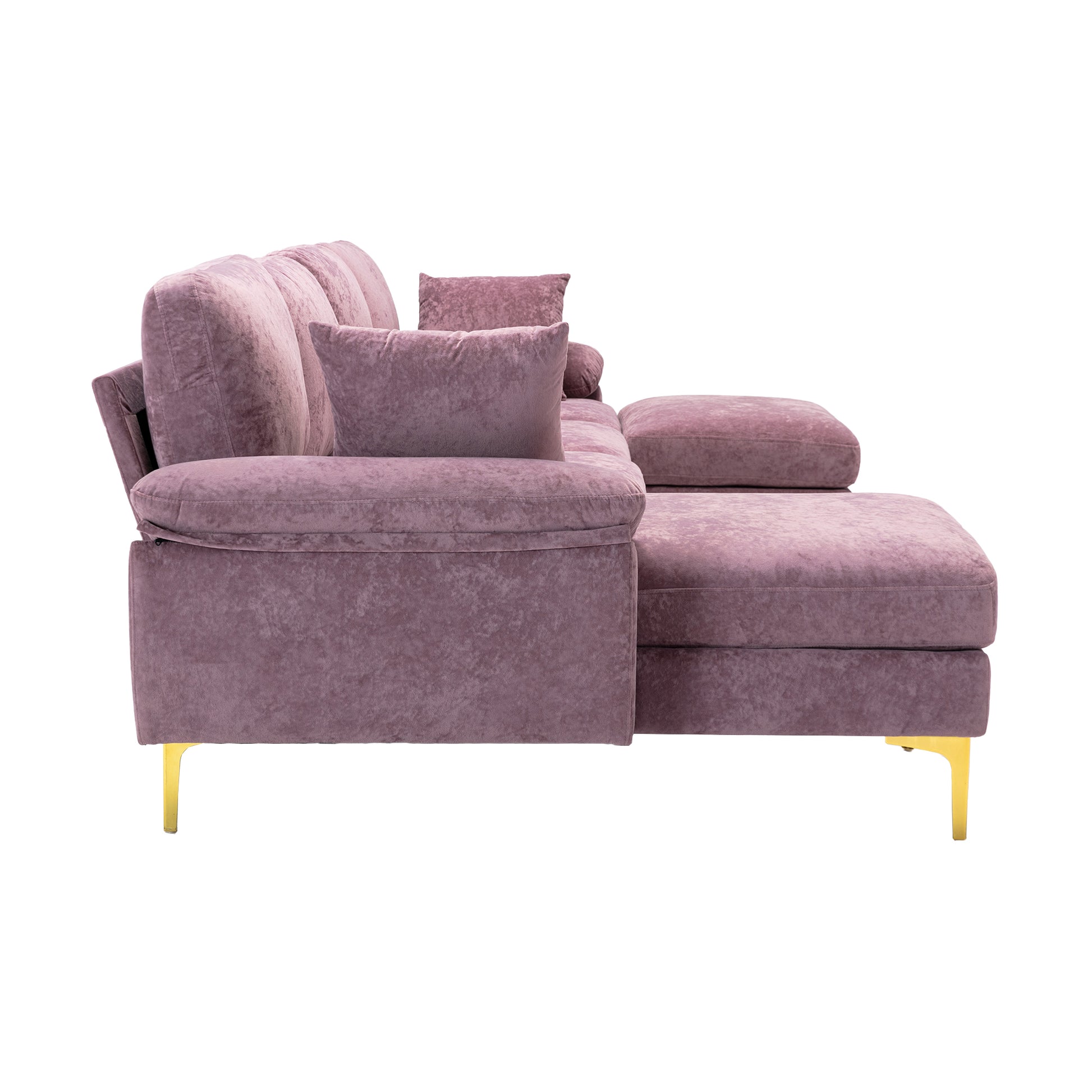 Coolmore U Shape Sectional Sofa With Ottomanreversible Sofa Couch For Living Room,Spacious Furniture,Durable Couch Removable And Machine Washable Cover Purple Velvet Purple Primary Living Space Foam Velvet 4 Seat
