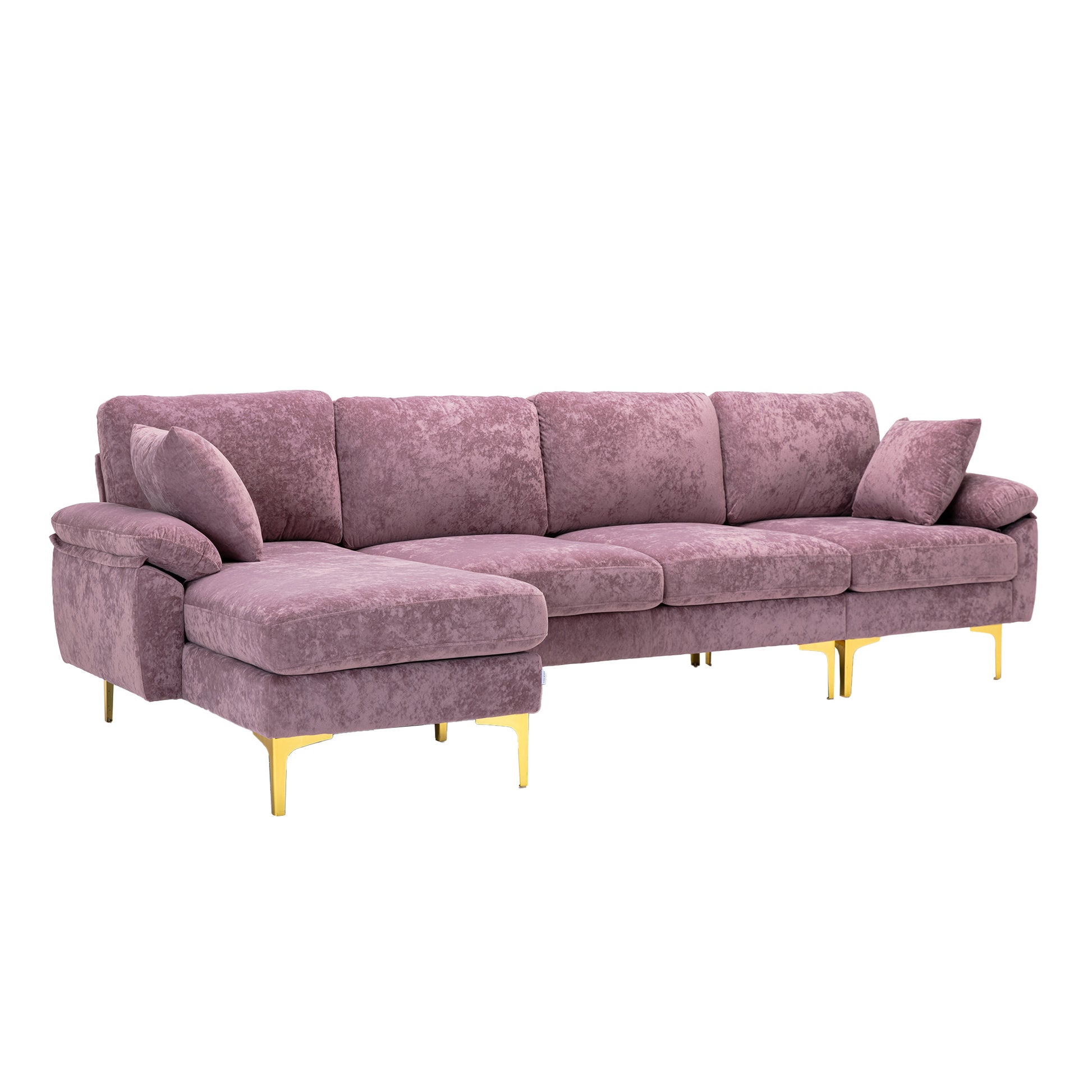 Coolmore U Shape Sectional Sofa With Ottomanreversible Sofa Couch For Living Room,Spacious Furniture,Durable Couch Removable And Machine Washable Cover Purple Velvet Purple Primary Living Space Foam Velvet 4 Seat