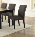 Dining Room Chairs Ash Black Polyfiber Nail Heads Parson Style Set Of 2 Side Chairs Dining Room Furniture Black Dining Room Modern,Transitional Solid Back Solid Wood