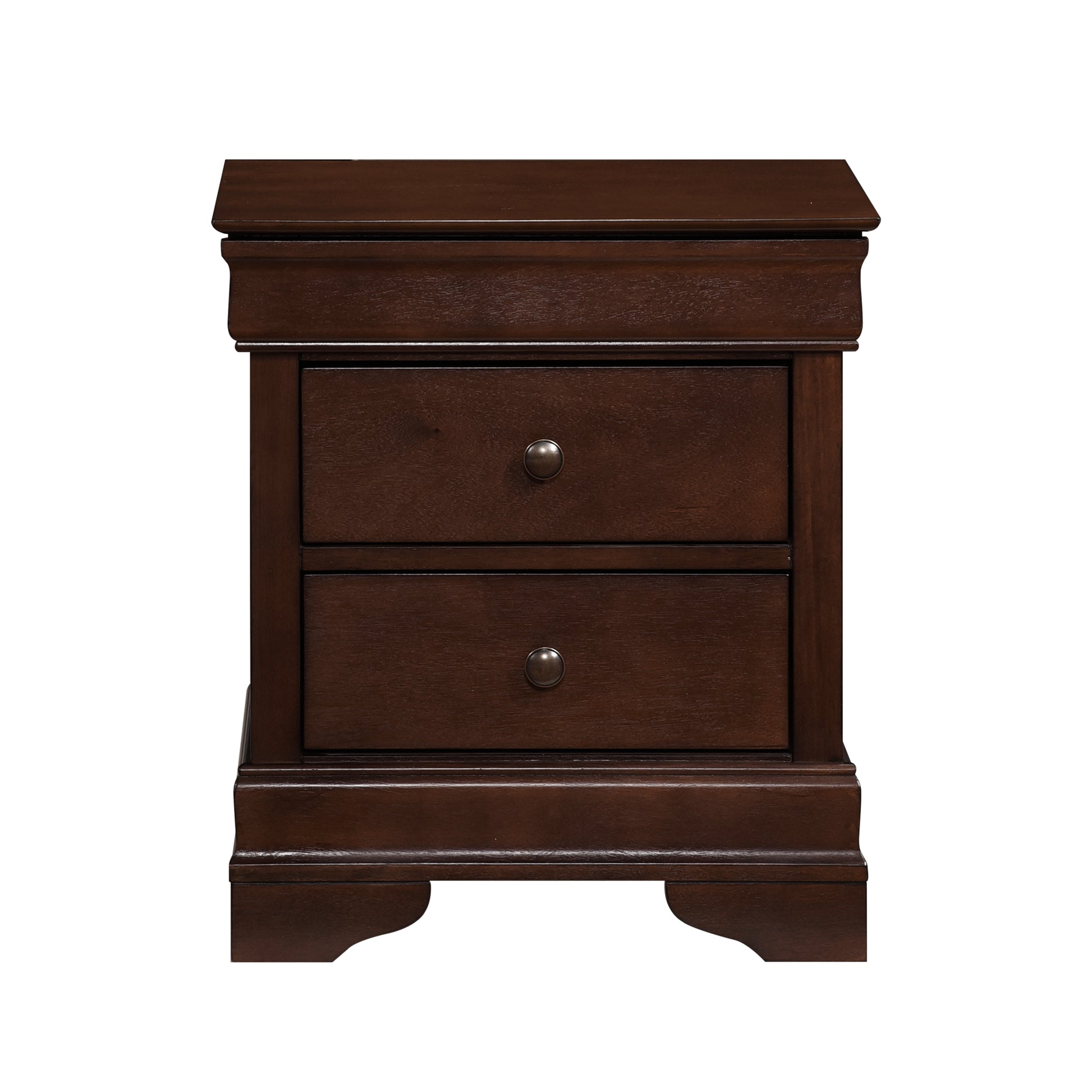 Louis Philippe Style 1Pc Nightstand Of Drawers Brown Cherry Finish Okume Veneer Bedroom Furniture Brown Mix 3 Drawers Bedroom Traditional Wood