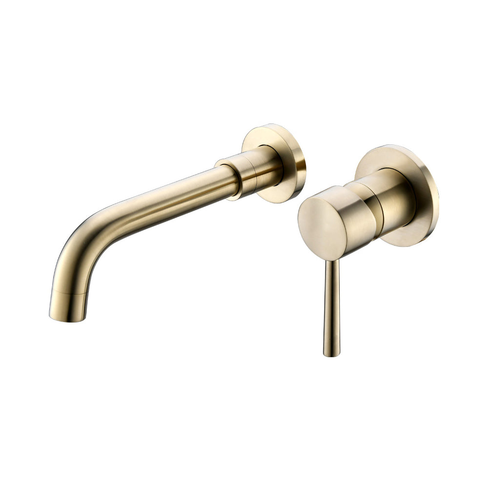 Wall Mount Single Handle Bathroom Faucet Brushed Gold Brushed Gold Brass