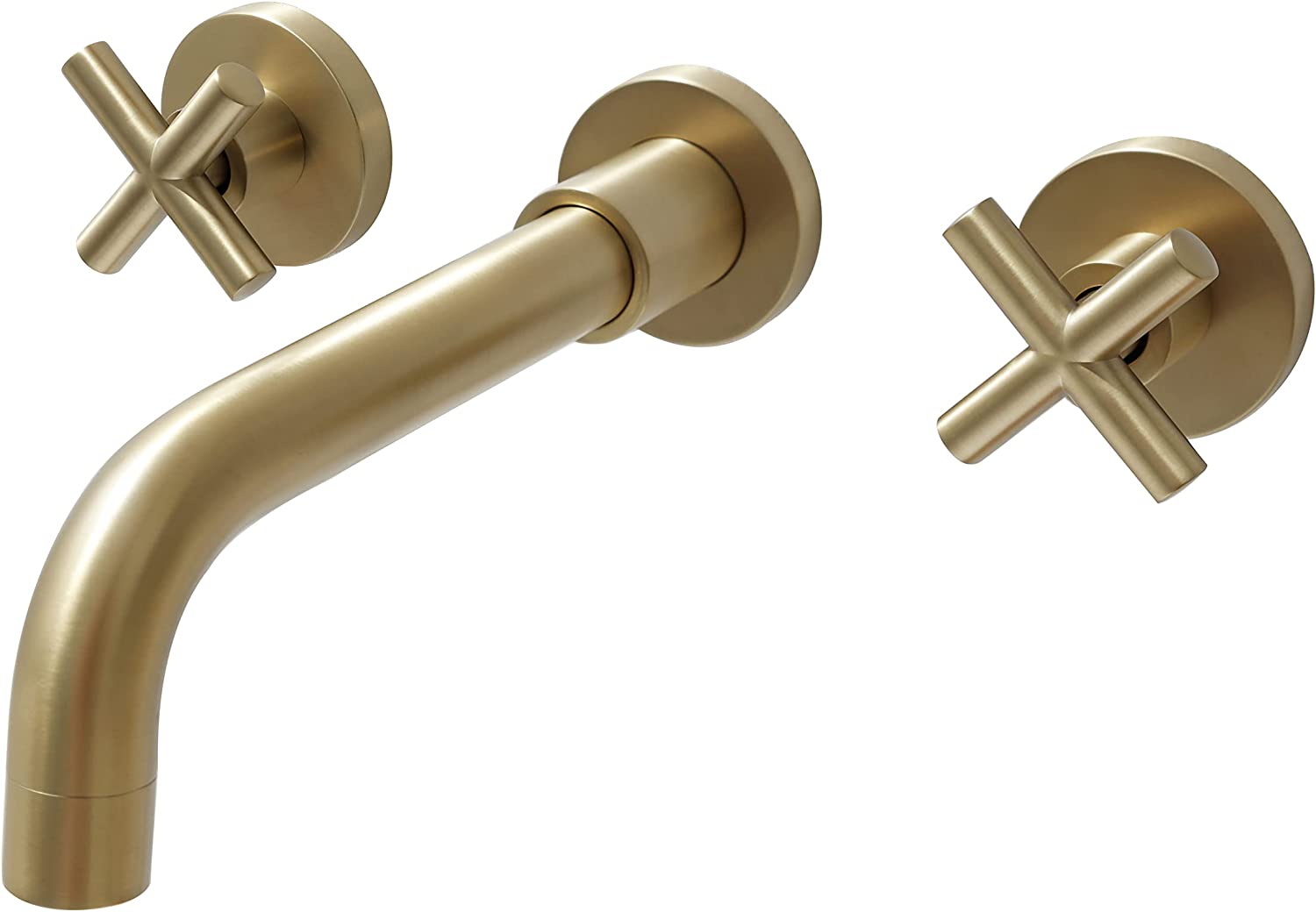 Double Handle Wall Mount Bathroom Faucet Brushed Gold Brushed Gold Brass