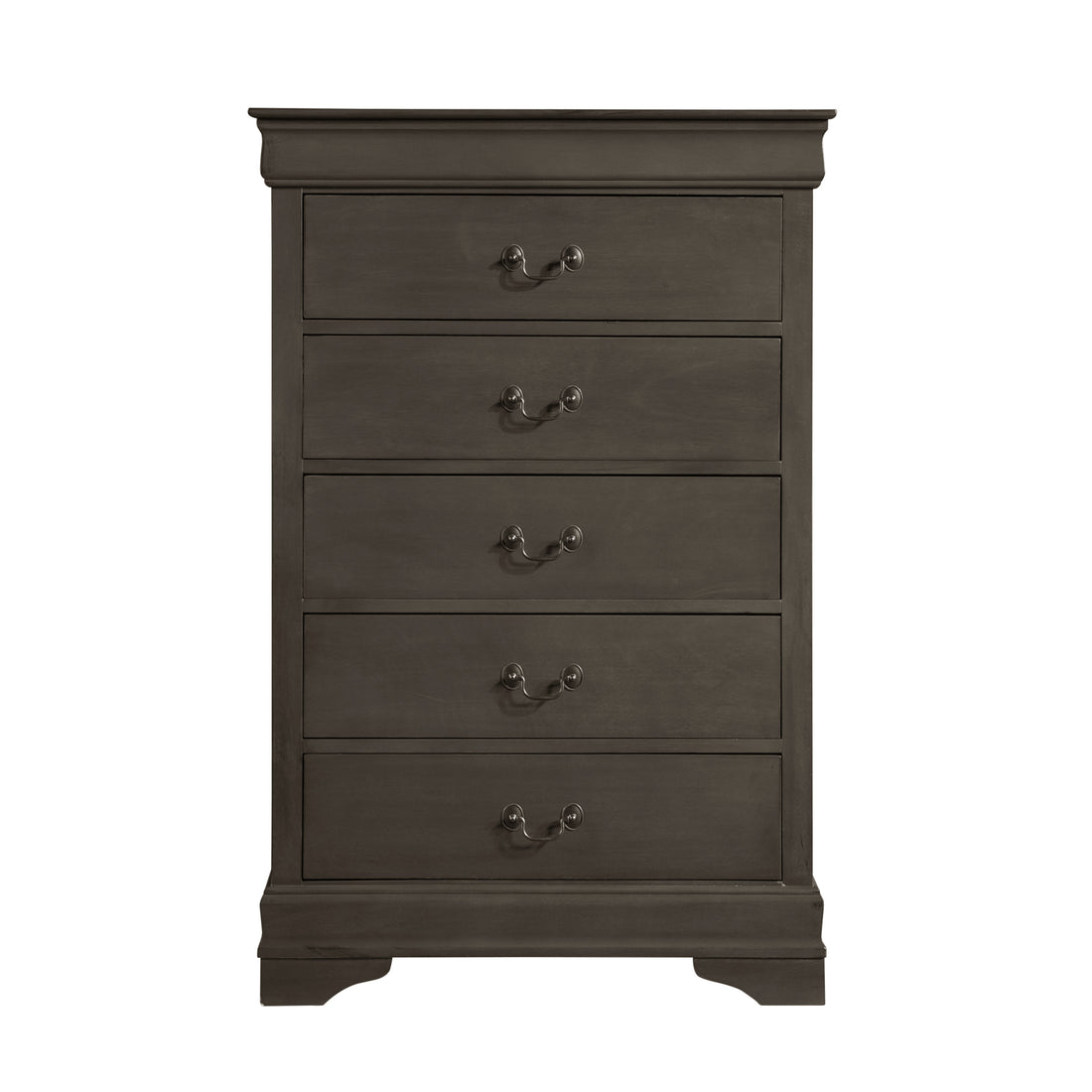 Classic Louis Philippe Style Stained Gray Finish 1Pc Chest Of 5X Drawers Traditional Design Bedroom Furniture Gray Bedroom Traditional Wood