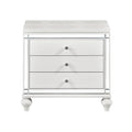 Glamorous Metallic White Finish 1Pc Nightstand Of 3X Drawers Faux Alligator Embossed Front Modern Bed Side Table White 3 Drawers Bedroom Wood