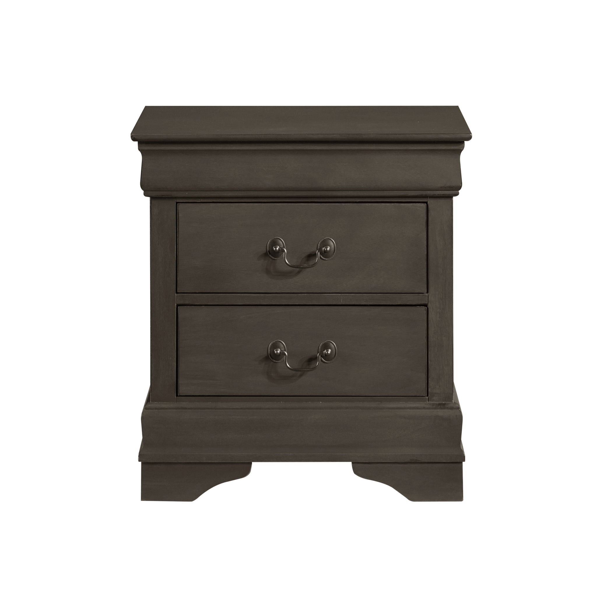 Classic Louis Philippe Style Stained Gray Finish 1Pc Nightstand Of 2X Drawers Traditional Design Bedroom Furniture Gray 2 Drawers Bedroom Traditional Wood