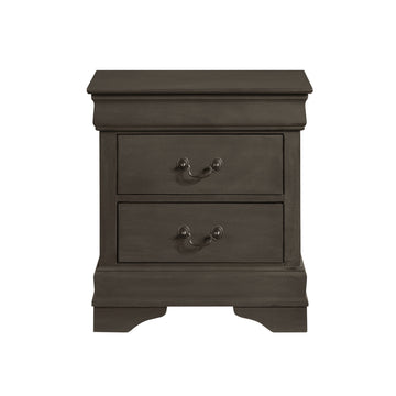 Classic Louis Philippe Style Stained Gray Finish 1Pc Nightstand Of 2X Drawers Traditional Design Bedroom Furniture Gray 2 Drawers Bedroom Traditional Wood