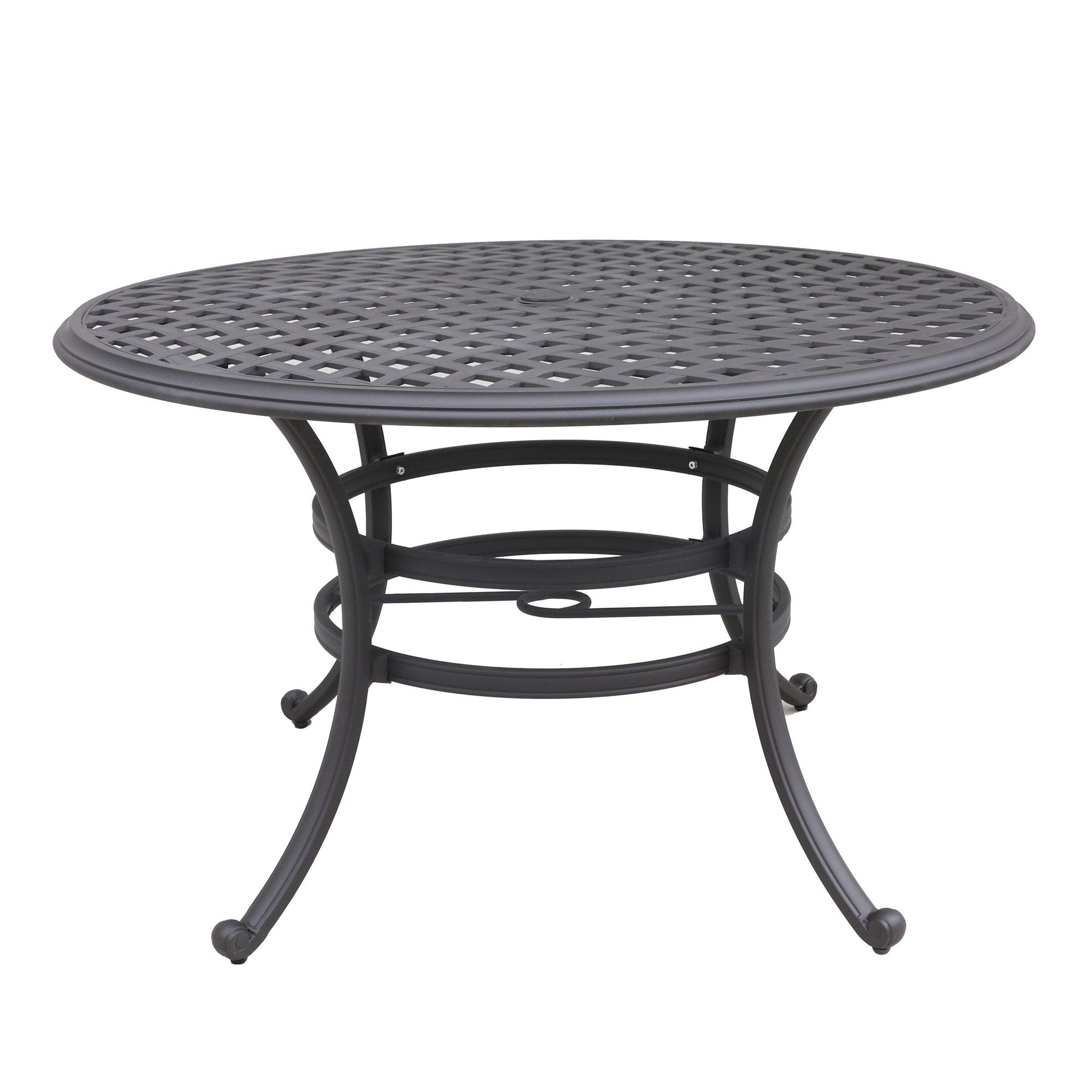 Round 4 Person 49" Long Aluminum Dining Set with navy blue-polyester-aluminum