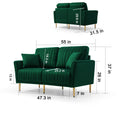2 Seater Sofa Couch With Channel Tufted On Back And Seat Cushions, Two Throw Pillows, Velvet Green Green Foam Velvet 2 Seat