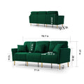 Sofa Sets For Living Room 3 Piece Mid Century Modern Sectional Couch Set, 2 Upholstered Loveseat Sofas And One 3 Seat Sofa 3, Green Velvet Green Foam Velvet 7 Seat