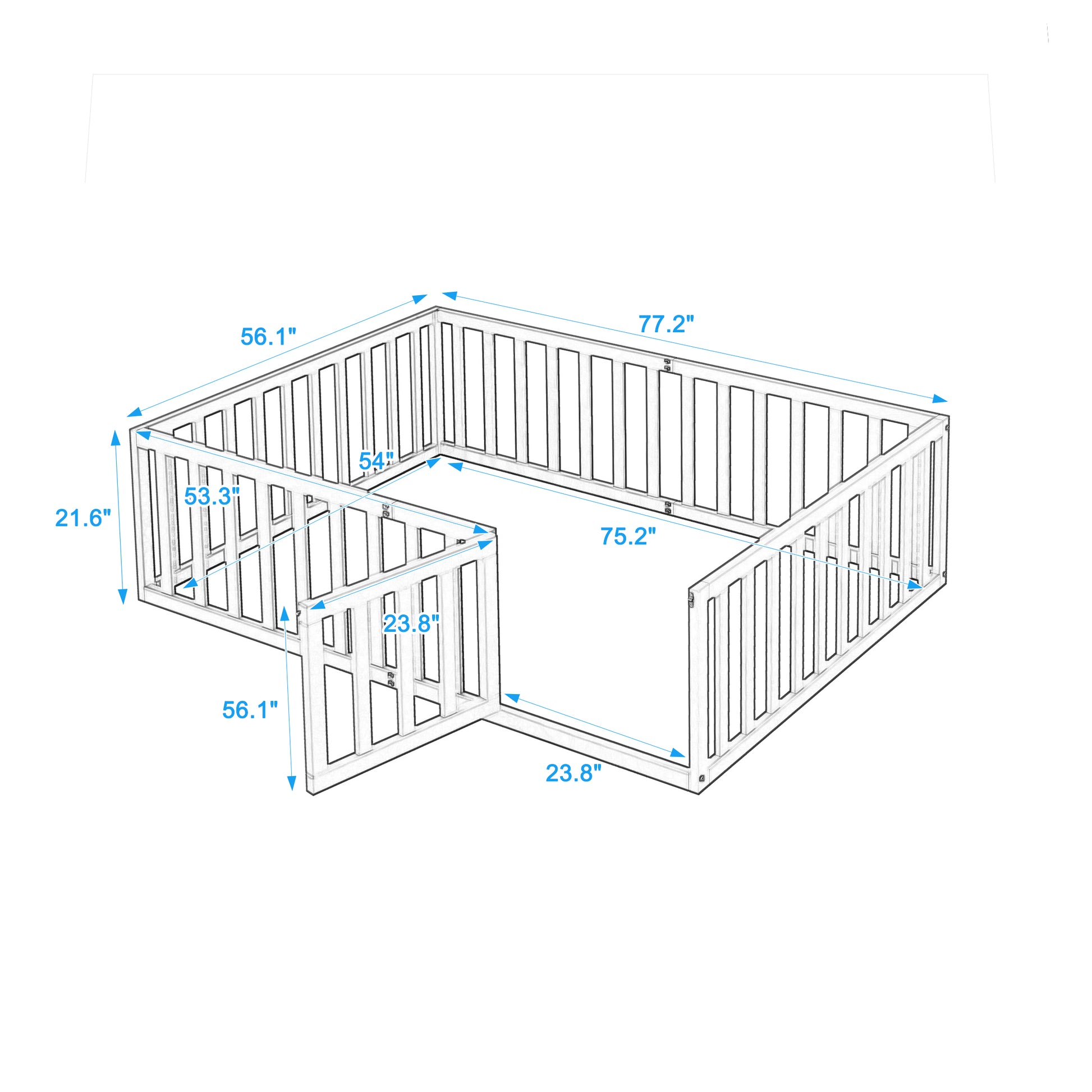 Full Size Wood Daybed Frame With Fence, Walnut Walnut Solid Wood