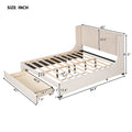 Queen Size Storage Bed Velvet Upholstered Platform Bed beige-upholstered
