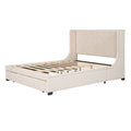 Queen Size Storage Bed Velvet Upholstered Platform Bed beige-upholstered