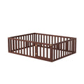 Full Size Wood Daybed Frame With Fence, Walnut Walnut Solid Wood