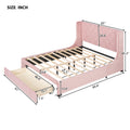 Queen Size Storage Bed Velvet Upholstered Platform Bed pink-upholstered