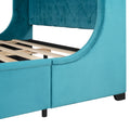 Queen Size Storage Bed Velvet Upholstered Platform Bed blue-upholstered