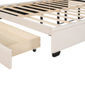 Queen Size Storage Bed Velvet Upholstered Platform Bed beige-upholstered