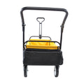 Folding Wagon Collapsible Outdoor Utility Wagon, Heavy Duty Folding Garden Portable Hand Cart, Drink Holder, Adjustable Handles Yellow Steel