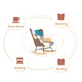Rocking Chair, Mid Century Fabric Rocker Chair With Wood Legs And Patchwork Linen For Livingroom Bedroom Multicolor Linen