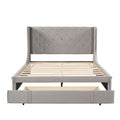 Queen Size Storage Bed Velvet Upholstered Platform Bed gray-upholstered