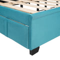 Queen Size Storage Bed Velvet Upholstered Platform Bed blue-upholstered