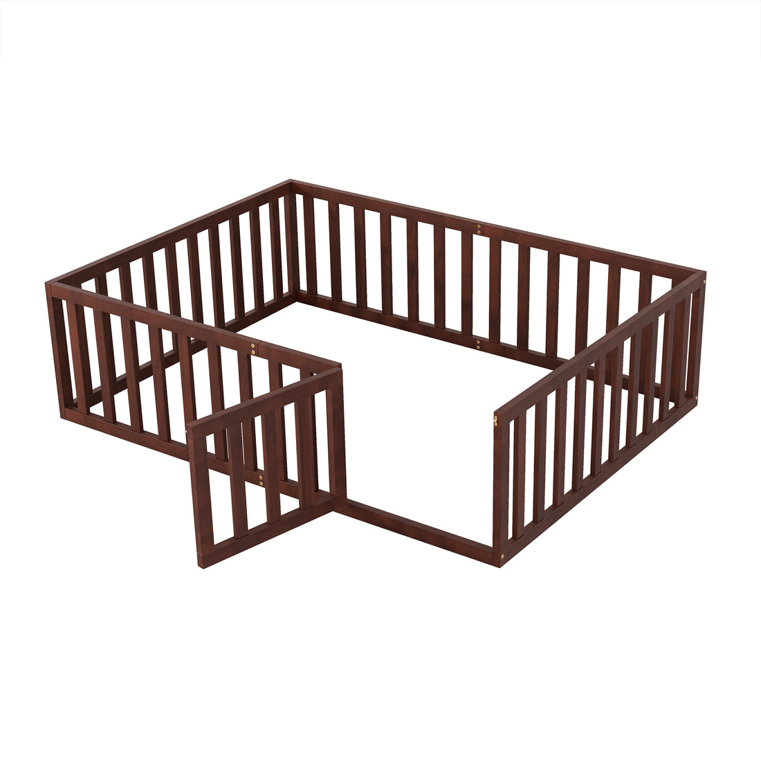 Full Size Wood Daybed Frame With Fence, Walnut Walnut Solid Wood