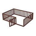 Full Size Wood Daybed Frame With Fence, Walnut Walnut Solid Wood