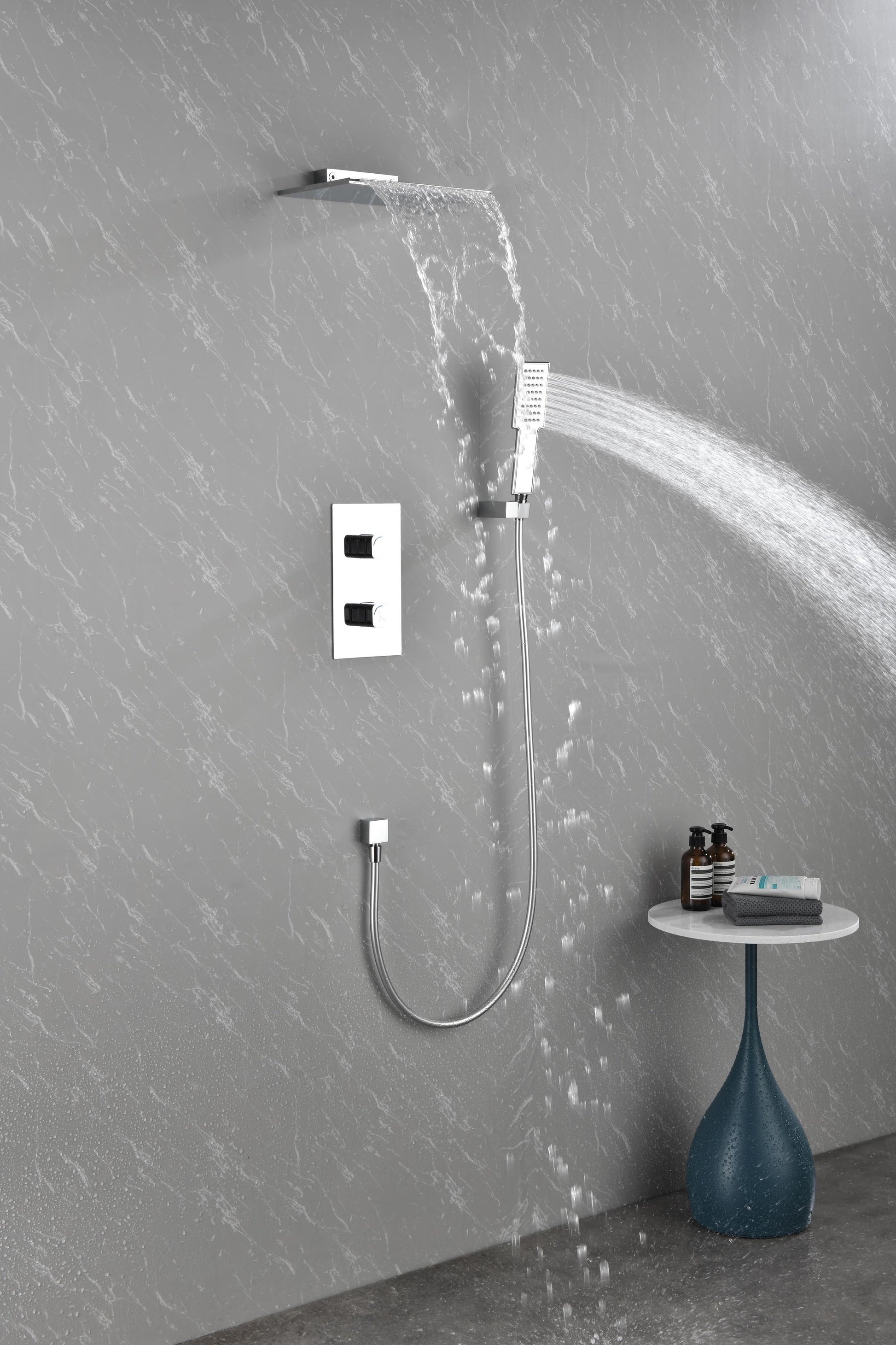 Waterfall Spout Wall Mounted Shower With - Chrome