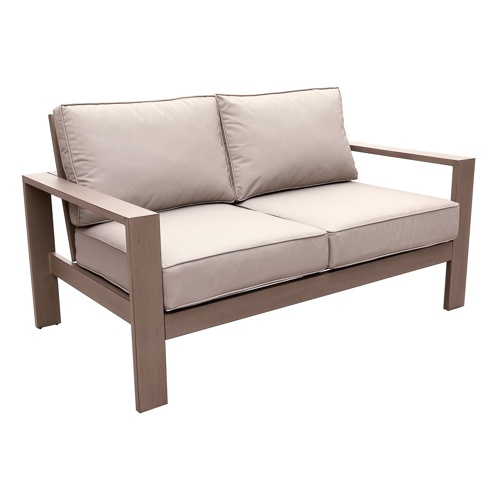 4 Piece Sofa Seating Group with Cushions, Wood Grained pewter-polyester-aluminum