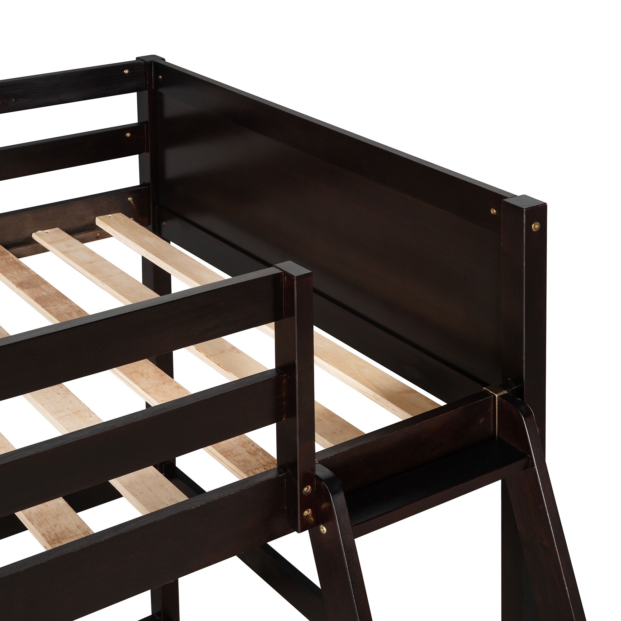 Solid Wood Twin Size Loft Bed with Ladder Espresso OLD espresso-solid wood