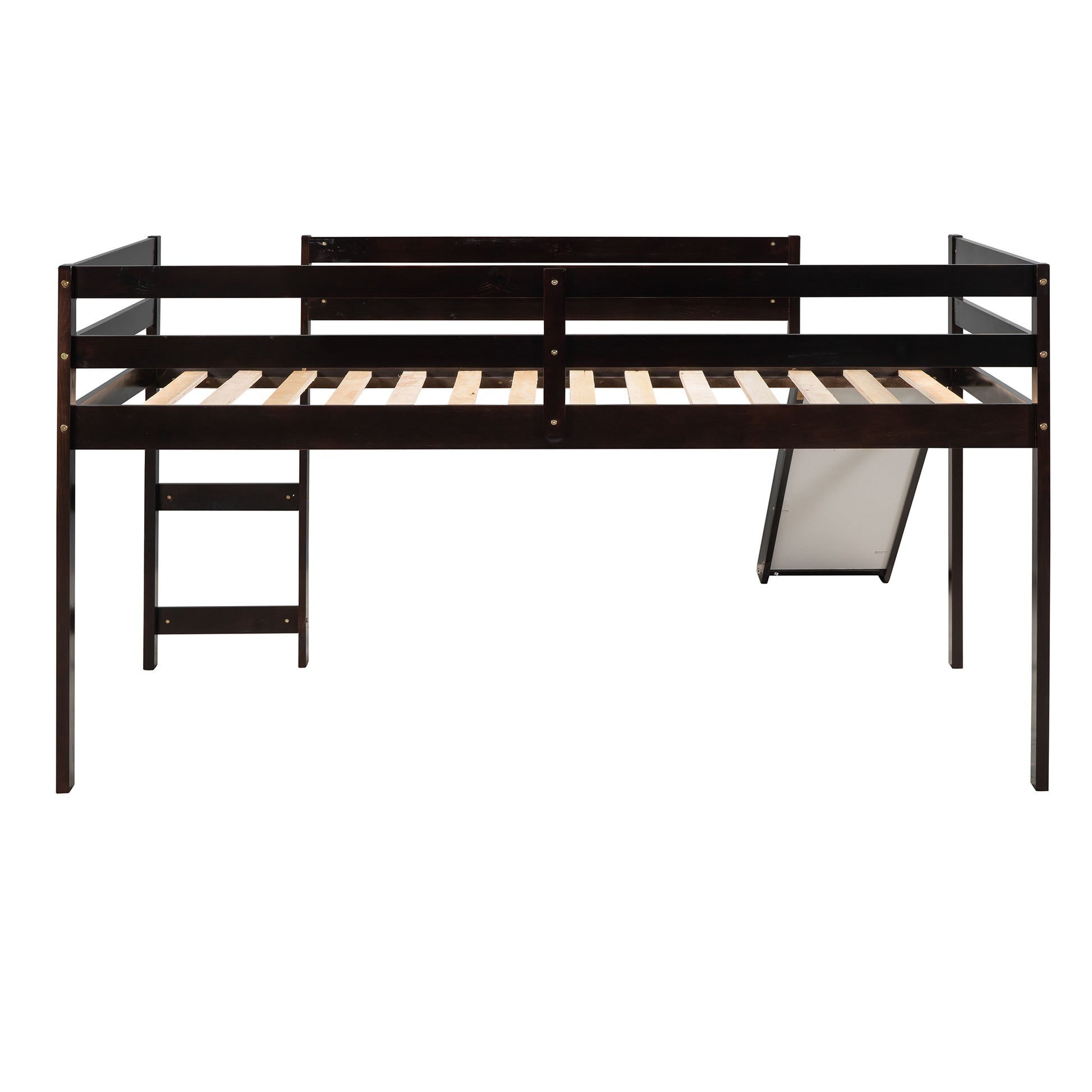 Loft Bed With Slide, Multifunctional Design, Twin Espresso Old Sku: Wf191904Aap Espresso Solid Wood