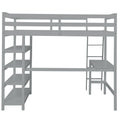 Loft Bed Full With Desk,Ladder,Shelvesgrey Grey Pine