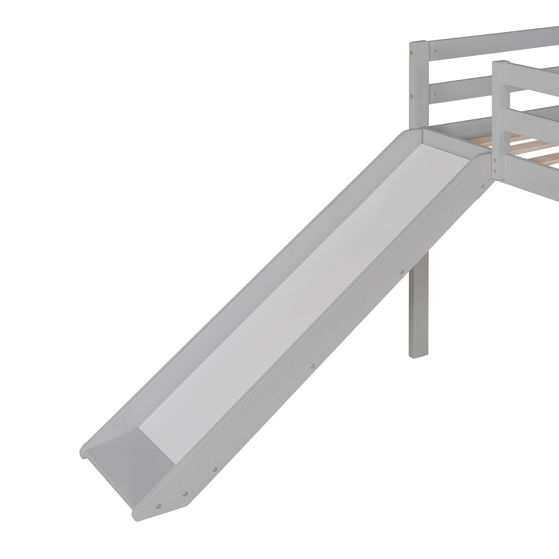 Loft Bed With Slide, Multifunctional Design, Twin Gray Old Sku: Wf191904Aae Gray Solid Wood