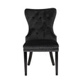 Erica 2 Piece Wood Legs Dinning Chair Finish With Velvet Fabric In Black Acacia Wood Black Primary Living Space Wipe Clean Transitional Accent Chairs Acacia Tufted Back Solid Wood Mdf Wood