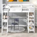 Loft Bed Full With Desk,Ladder,Shelveswhite White Pine