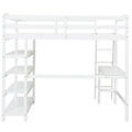 Loft Bed Full With Desk,Ladder,Shelveswhite White Pine