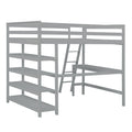 Loft Bed Full With Desk,Ladder,Shelvesgrey Grey Pine