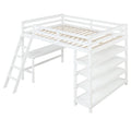 Loft Bed Full With Desk,Ladder,Shelveswhite White Pine