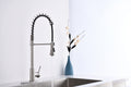 Brushed Nickle Single Handle Commercial Modern Spring High Arc Kitchen Faucet Brushed Nickel Stainless Steel