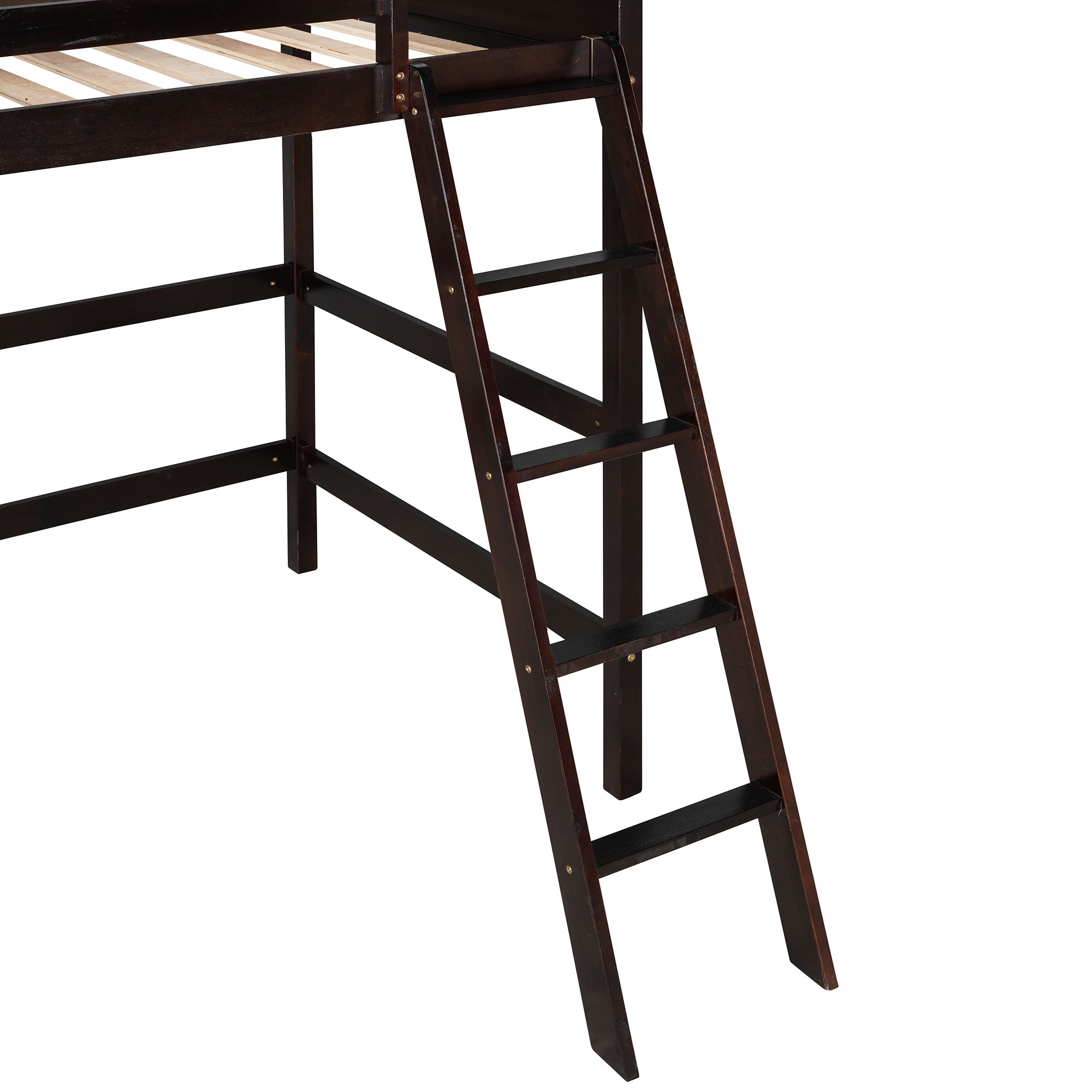 Solid Wood Twin Size Loft Bed with Ladder Espresso OLD espresso-solid wood