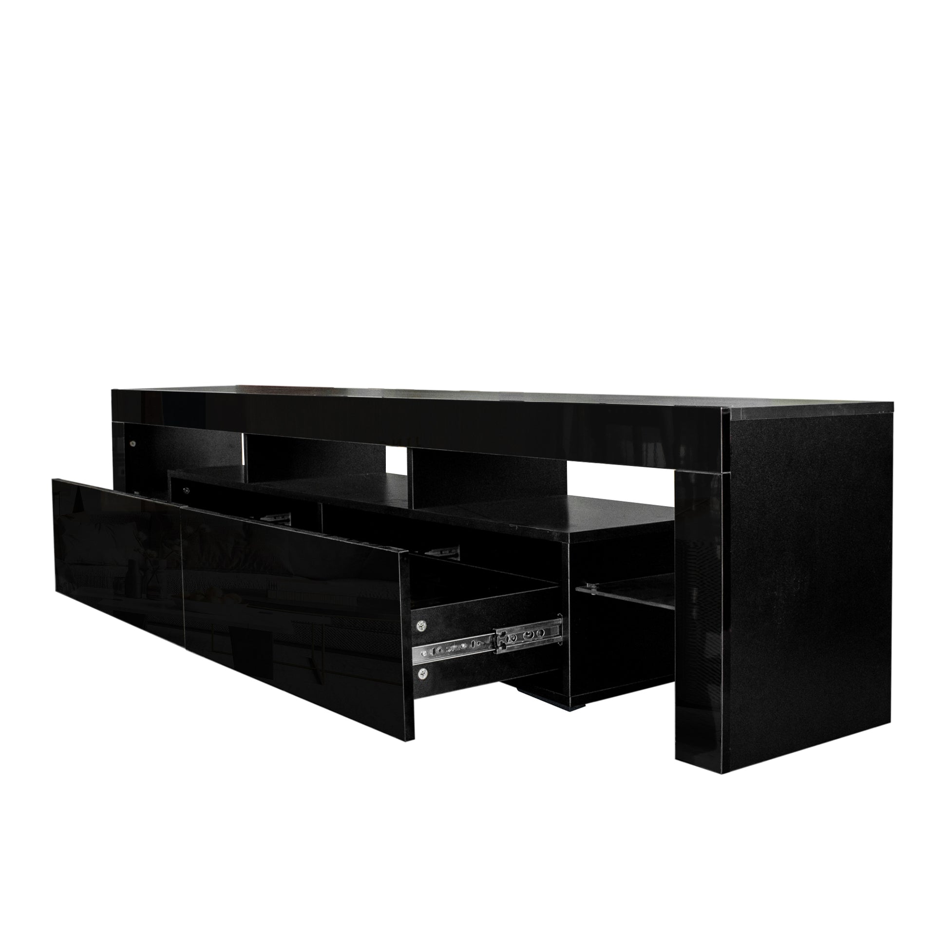 Modern Gloss Black Tv Stand For 80 Inch Tv20 Colors Led Tv Stand W Remote Control Lights Black Mdf