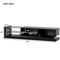 Tv Stand With Two Media Storage Cabinets Modern High Gloss Entertainment Center For 75 Inch Tv, 16 Color Rgb Led Color Changing Lights For Living Room, Black Black Mdf