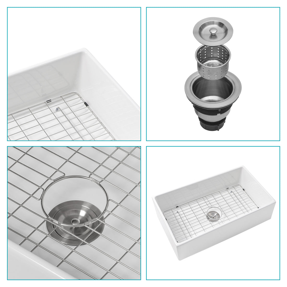 33 White Farmhouse Sink 33 Inch Kitchen Sink White Undermount Single Bowl Apron Front Ceremic Sink Farm Style Drain Asseblemly And Bottom Grate 33X18X10 Inch White Ceramic