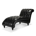 Tufted Armless Chaise Lounge Black Pu Pu Pu