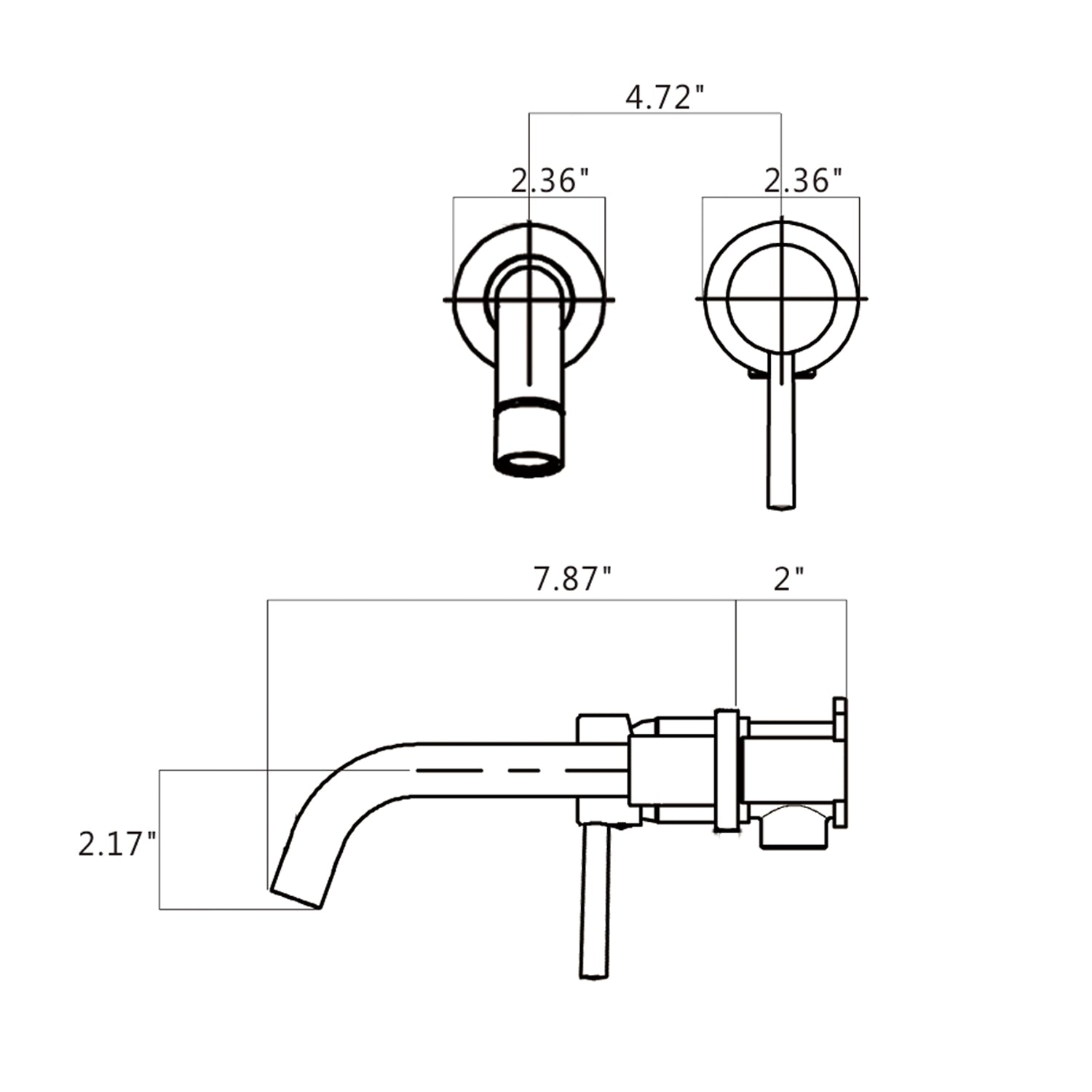 Matte Black Wall Mount Single Handle Bathroom Sink Faucet Matte Black Brass