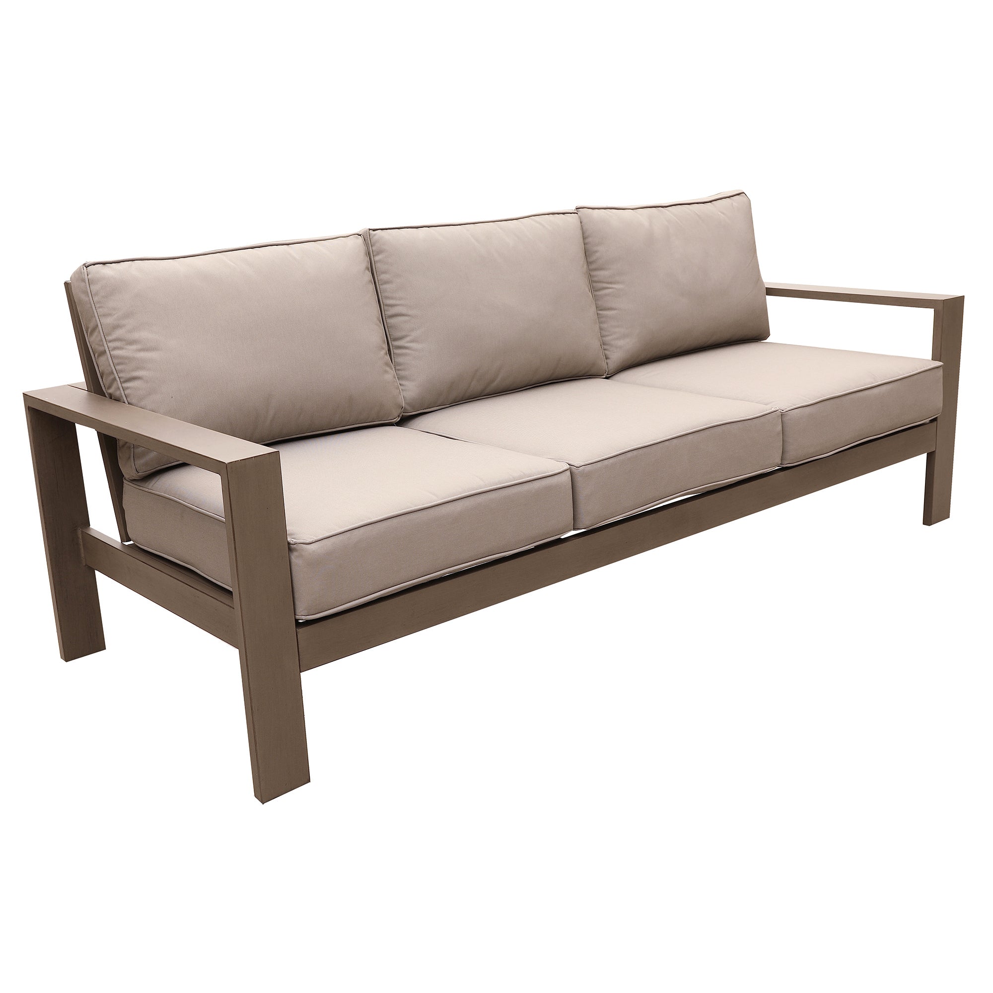 6 Piece Sofa Seating Group with Firepit table, Wood pewter-polyester-aluminum