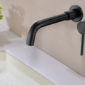 Wall Mount Single Handle Bathroom Faucet Matte Black Matte Black Brass