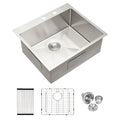 Stainless Steel Drop In Kitchen Sink 25 Inch Drop In Topmount Sinks 16 Gauge R10 Tight Radius Deep Single Bowl 25