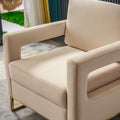 Modern Velvet Accent Chair, Elegant Armchair With Stainless Steel Base Cream Velvet